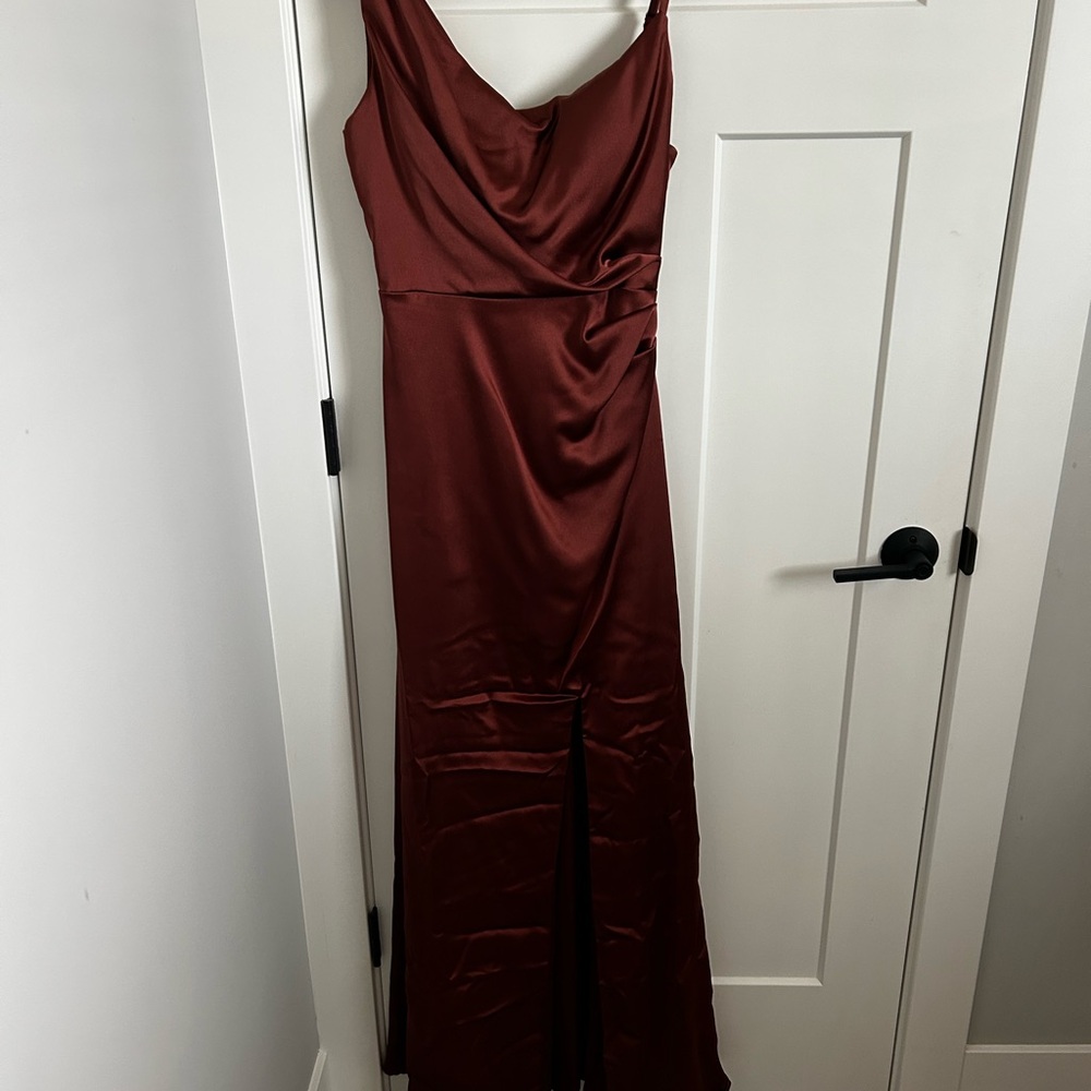 Revelry Maxine Satin Dress - Cinnamon Rose